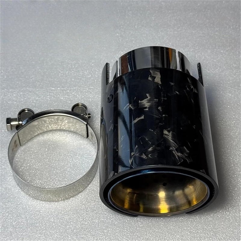 Glossy Forge Carbon TailTip Exhaust Nozzle Muffler Tips Compatible For BMW E46 E90 E60 F80 F82 F83 F90 ID 67MM OD 93MM - Image 3